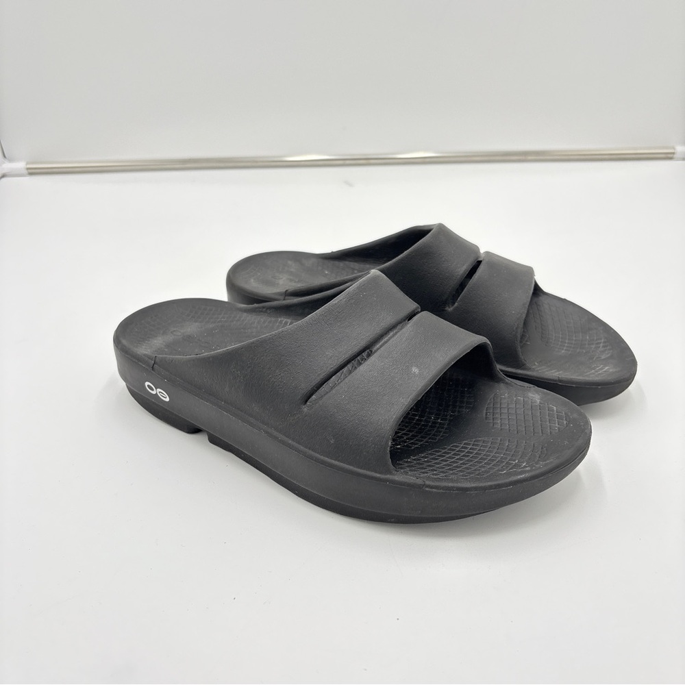 Oofos Ooahh Slide Sandals Women’s 7 Men’s 5 Black Recovery Athleisure Comfort
